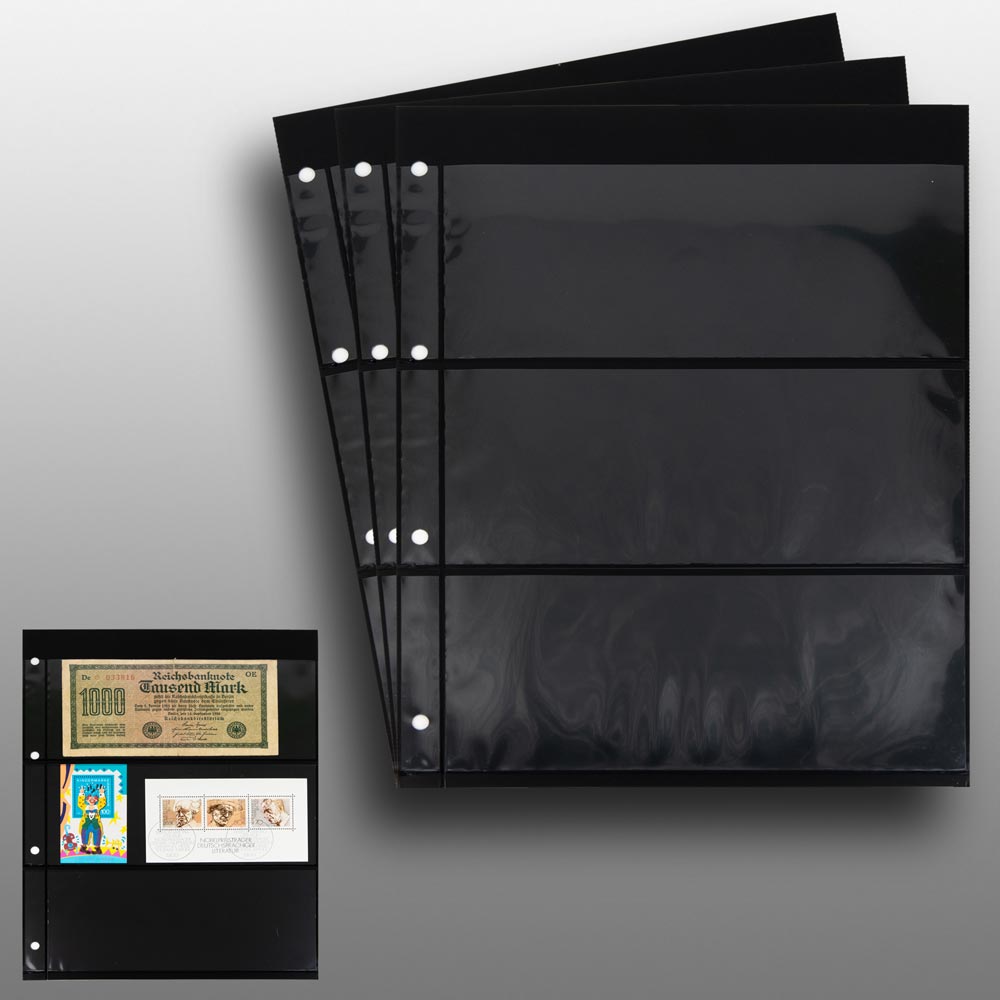 Prophila Collection 3 doppelseitige Einsteckbltter schwarz 3zeilig